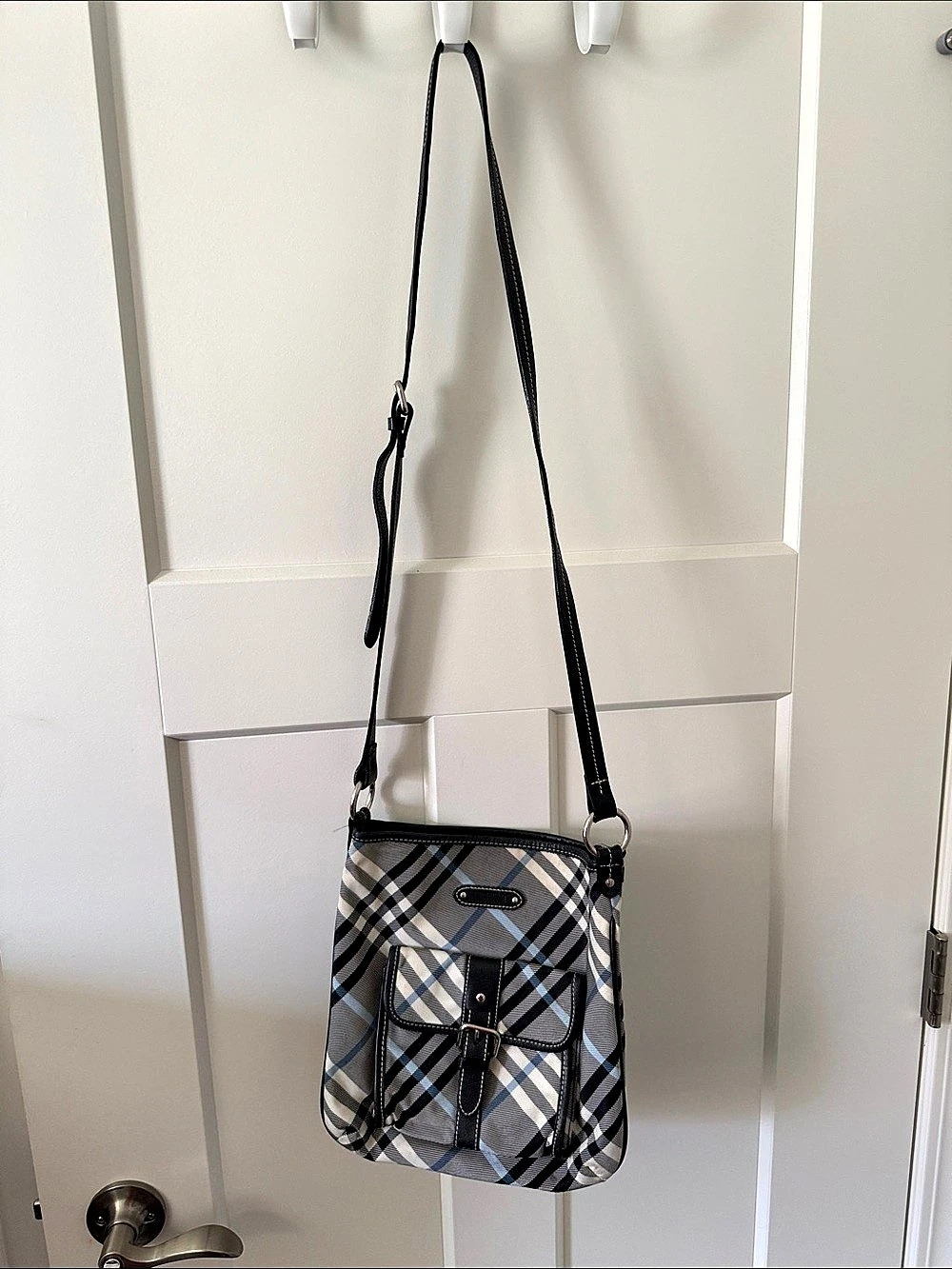 Burberry Plaid Crossbody Bag in Black & White